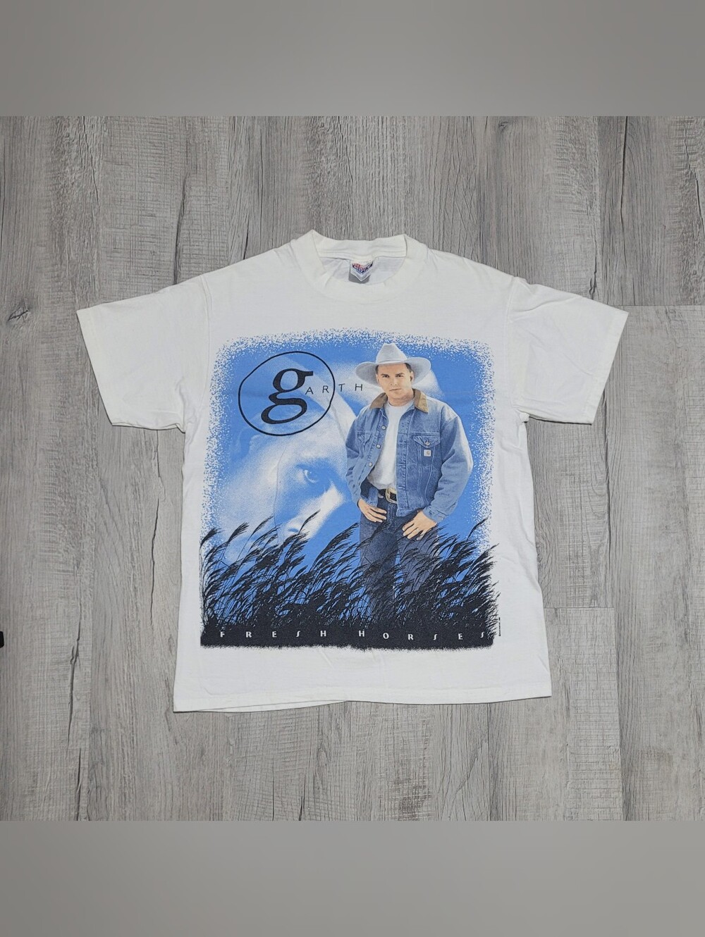 Vtg 1996 Garth Brooks Fresh Horses World Tour T Shirt Hanes Beefy-T Size M EUC